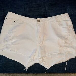 White jean shorts